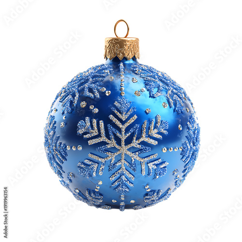 3D Blue Christmas Bauble Icon Decoration