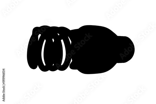 A minimalist sketch of a stylized mushroom with a rounded cap and spiral stem