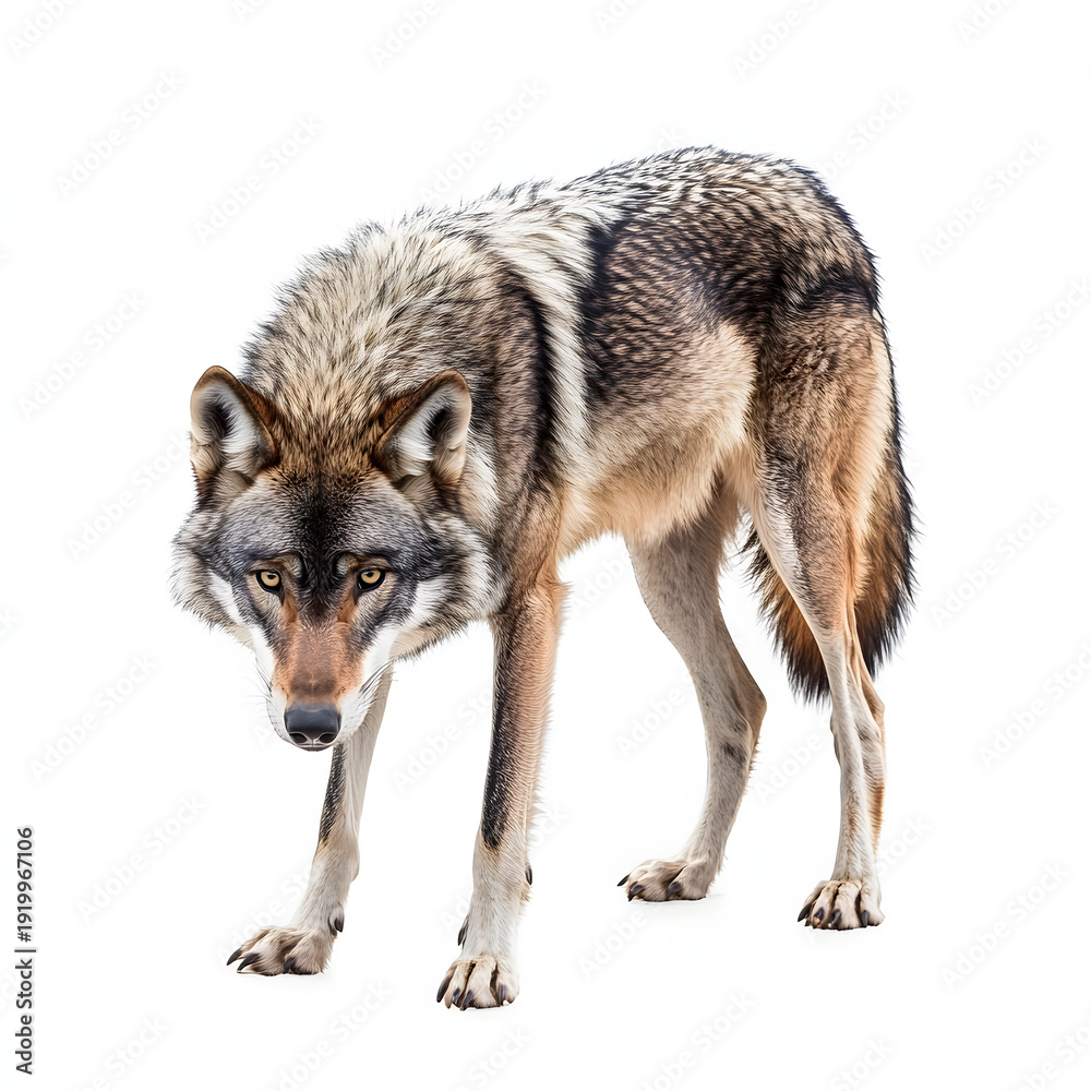 Obraz premium Majestic gray wolf stalking in natural habitat