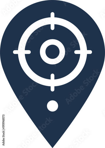 Map pin with crosshair symbol, GPS location icon illustration, navigation vector art, geolocation design concept, flat vector illustration