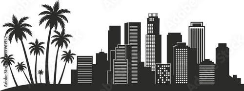 City skyline silhouette with cranes and factories vector illustration, flat vector