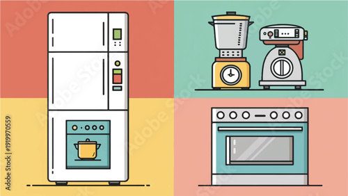 Flat Design Kitchen Gadget Vector Graphic for Culinary and Everyday Use