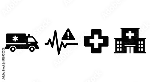 Ambulance Hospital Icons Medical Symbols.