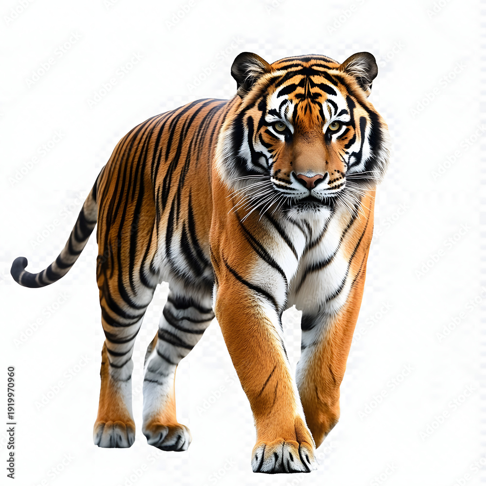 Fototapeta premium Majestic tiger stalking through a pristine environment