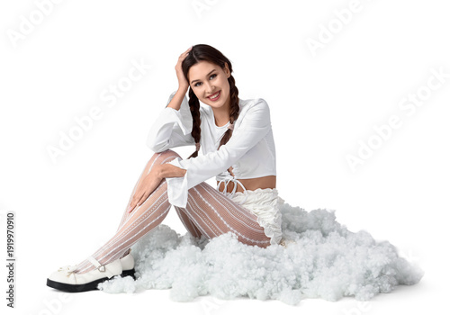 Stylish young woman sitting...