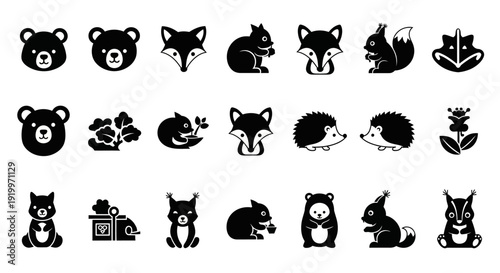 Collection of Various Woodland Animal Silhouettes.