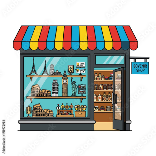 Colorful Souvenir Shop Illustration