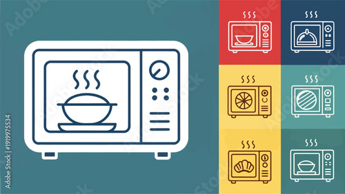 Basic Electric Microwave Oven Vector Drawing for Home Food Preparation