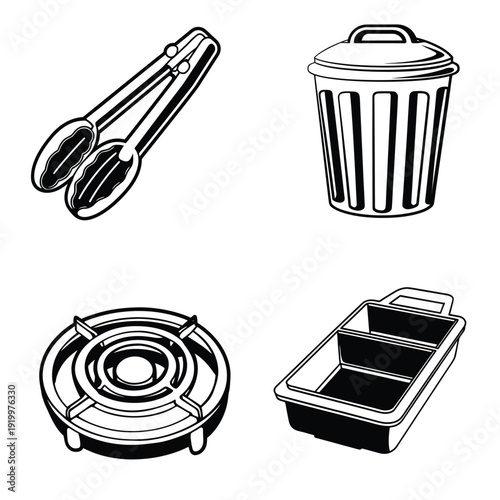 Stovetop Kettle, Ice Cream Sundae, Hand Mixer, and Megaphone Icon