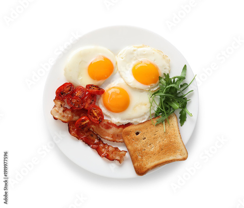 Plate with tasty fried eggs...