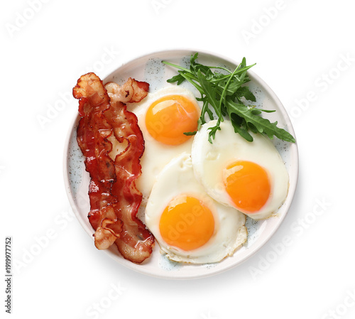 Plate with tasty fried eggs...