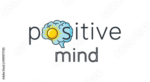 Bright conceptual illustration representing a positive mindset and mental well-being fostering optimism and a happy healthy brain for personal