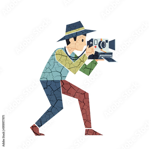 Retro Photographer with Vintage Camera