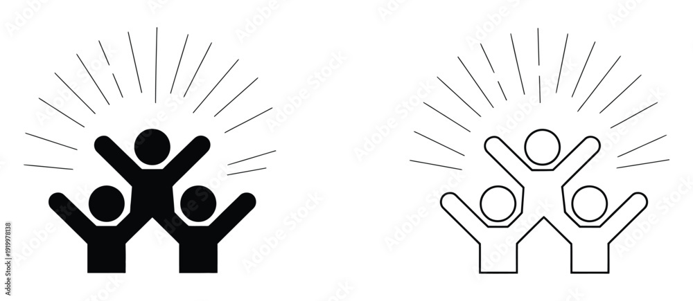 Εκτύπωση καμβά Group happy people icon set illustrating party friends, cheerful team members, a