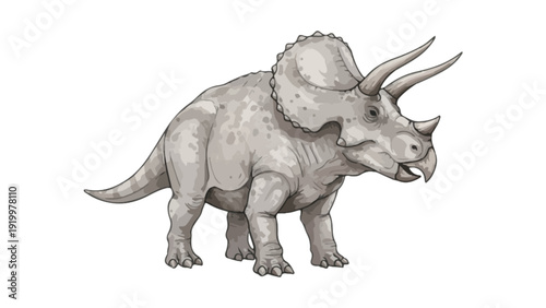 Triceratops Dinosaur Sketch Illustration Isolated on White