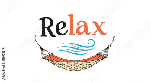 Serene Hammock Oasis Relaxation Graphic with Wavy Lines for Ultimate Leisure and Peace