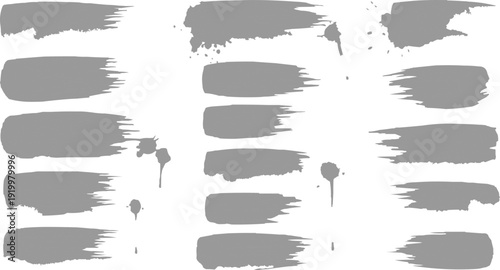 The image features a collection of grey brush strokes arranged in three distinct columns 