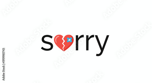 Visually impactful apology: broken heart symbol with a bandage, signifying regret and emotional repair