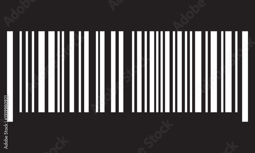 Barcode icon. Simple  isolated on black background, representing retail scanning, product identification, inventory control, and digital commerce systems.