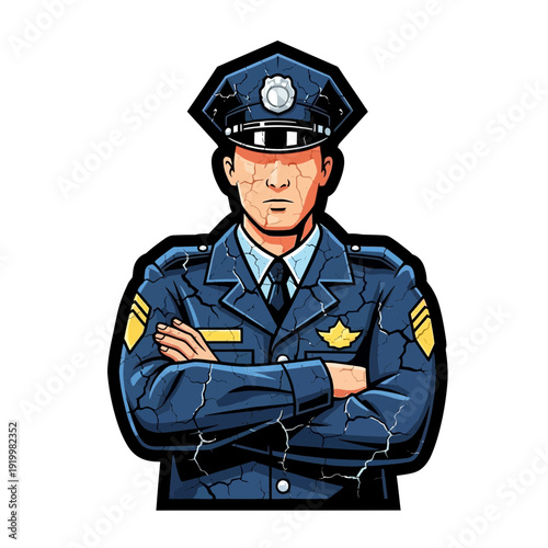 Police Officer Standing Arms Crossed, Uniform, Law Enforcement