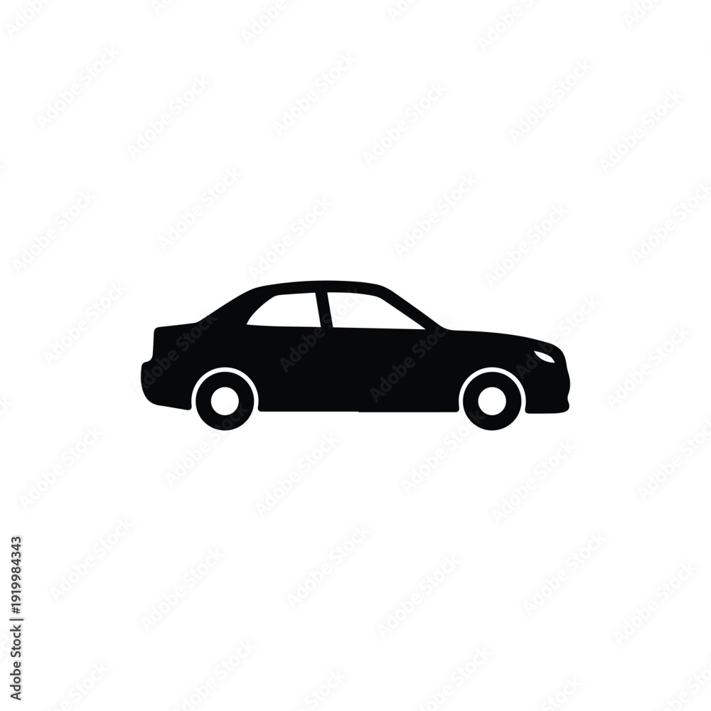 Obraz premium Black silhouette of a four door sedan car vehicle automobile