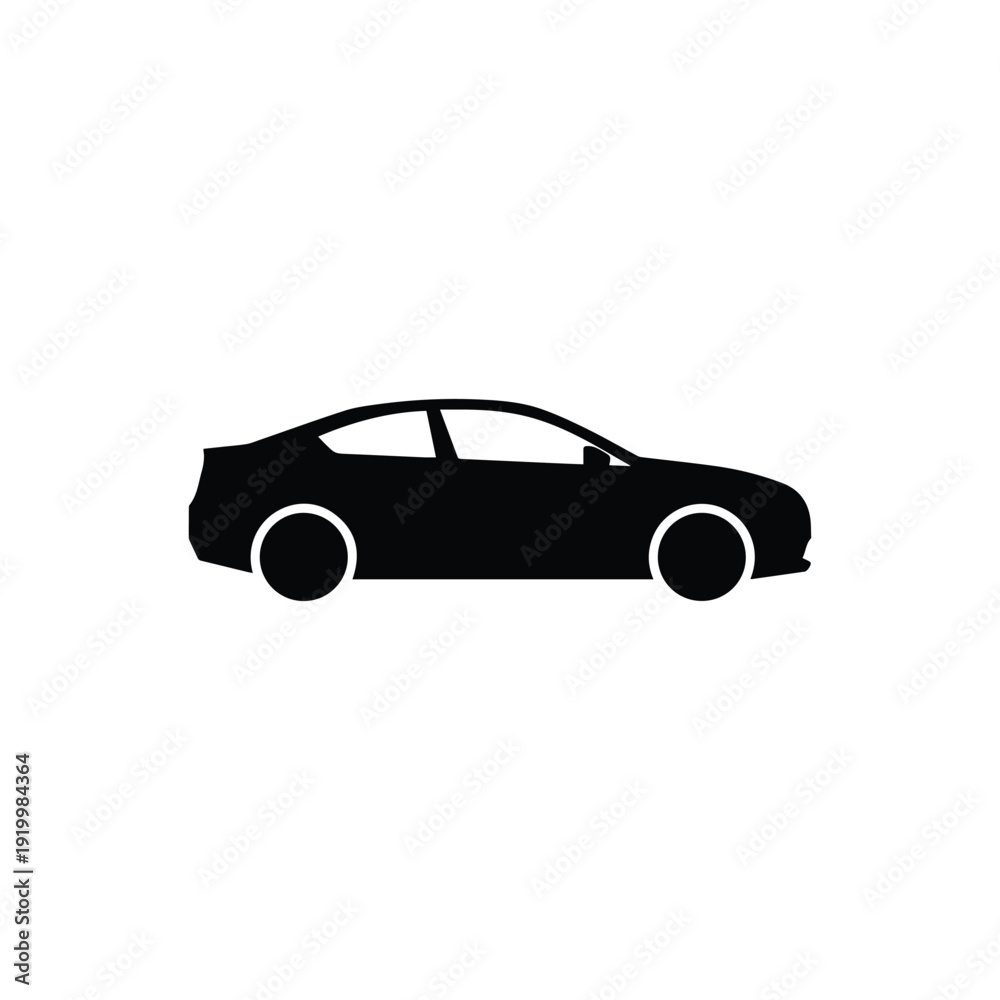 Obraz premium Black silhouette of a four door sedan car vehicle transportation