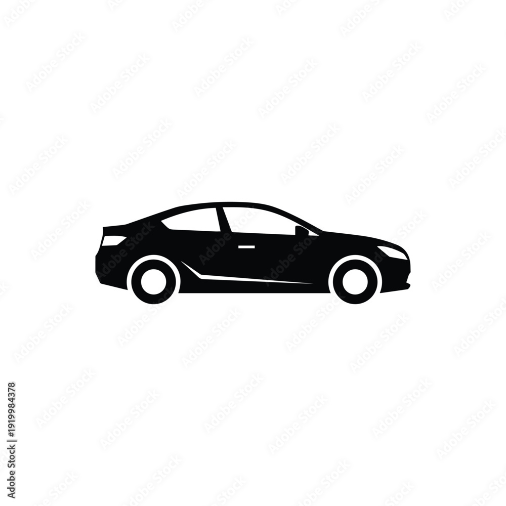 Fototapeta premium Black silhouette of a four door sedan car vehicle transportation 1