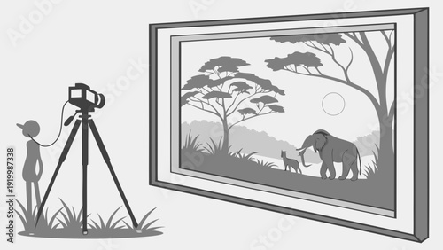 Photographing Wildlife A Camera Captures Elephants in Their Natural Habitat.