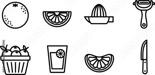 Grapefruit icons for National Grapefruit Month food and drink celebration