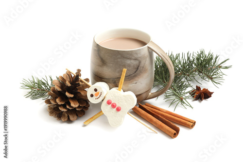 Cup with snowman made of ta...