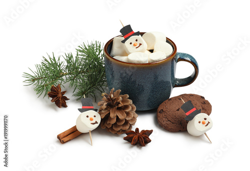 Cup with snowman made of ta...