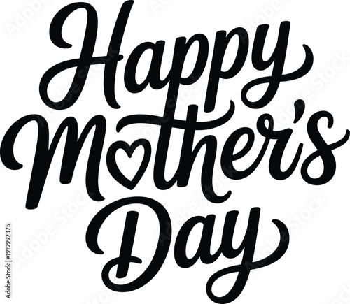 Happy mothers day handwritten calligraphy lettering with heart element for greeting cards and posters isolated on transparent background vector file