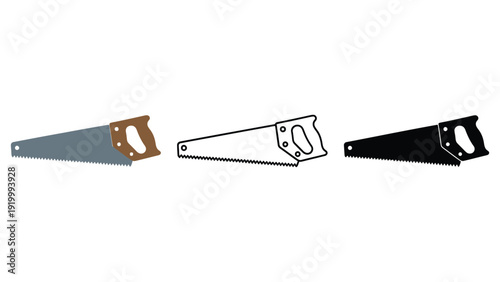 Saw vector icons in different styles and colors for various uses