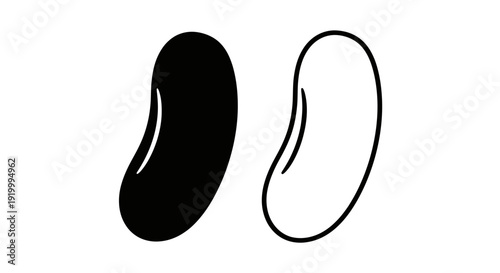 Two black and white bean shapes on white background Vector
