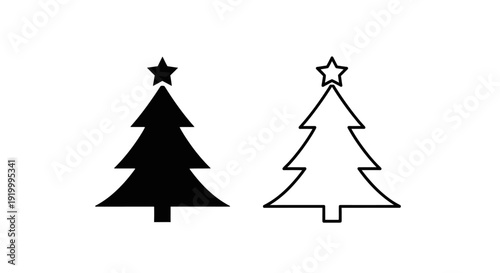 Minimalist christmas tree icon design vector illustration set Vector