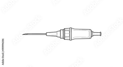 Medical Syringe Needle with Cap - Close-up Illustration on White Background