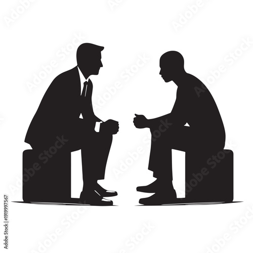 Black Talking to counselor Silhouette Vector, High Quality Illustration on White Background