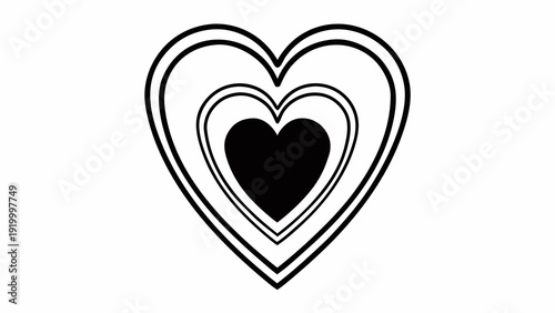 Concentric hearts illustration showcasing layered love symbol from a direct front viewpoint