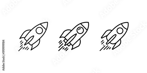 Rocket launch icon. space rocket flying up. spaceship taking off. vector illustration. cosmic travel startup symbol