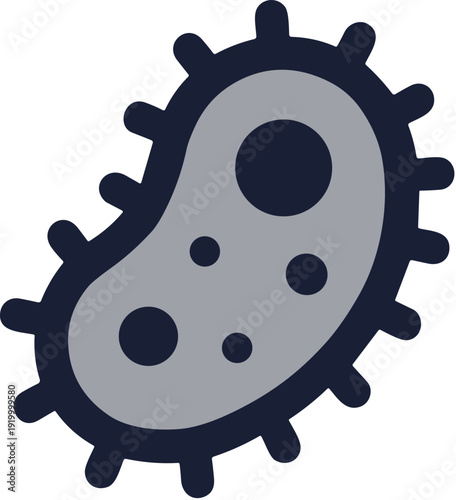 Flat Style Microscopic Germ Bacillus Microbe Organism Bacterium Science Icon