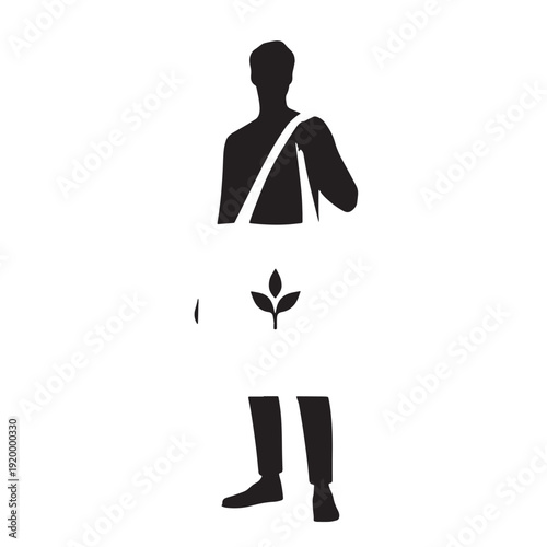 Black Using cloth bag  Silhouette Vector, High Quality Illustration on White Background