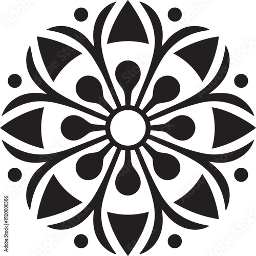 Mandala black vector silhouette