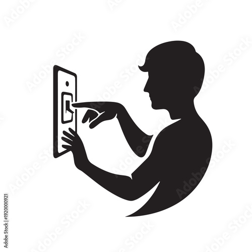 Black Turning off lights Silhouette Vector, High Quality Illustration on White Background