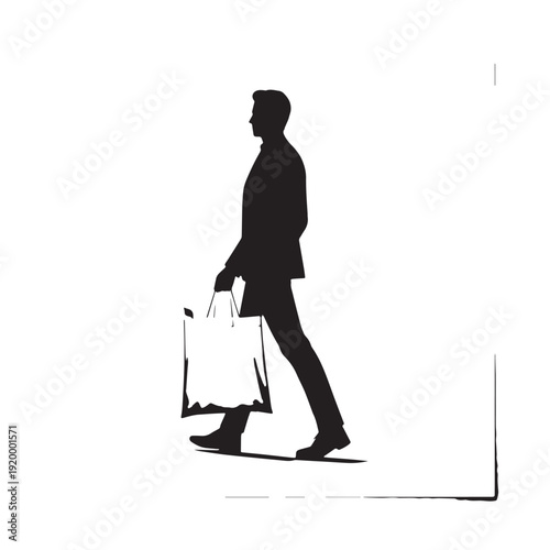 Black Using cloth bag  Silhouette Vector, High Quality Illustration on White Background
