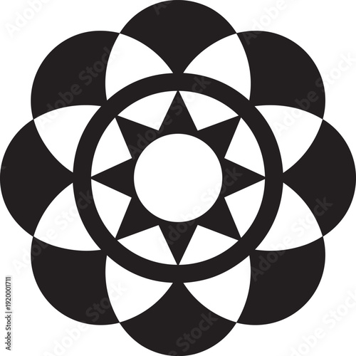 Mandala black vector silhouette