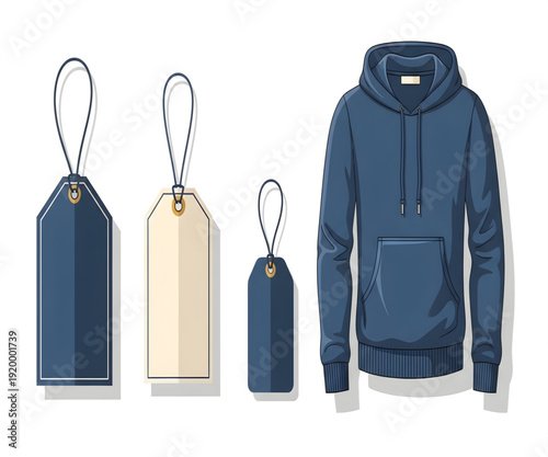 Hoodie and price tags in pixel art style