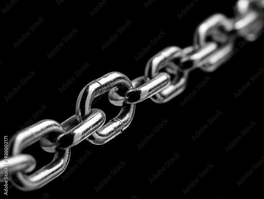 Obraz premium chain links connected isolated on a black background