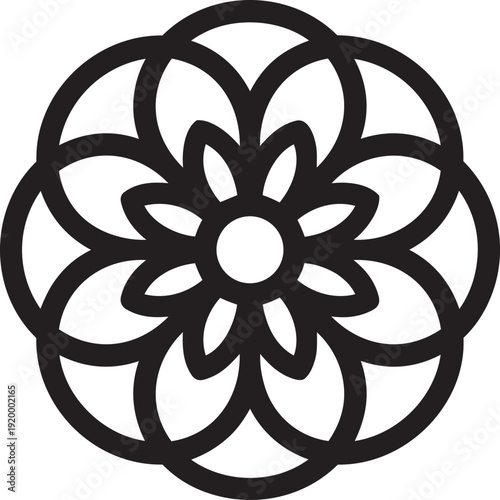 Mandala black vector silhouette