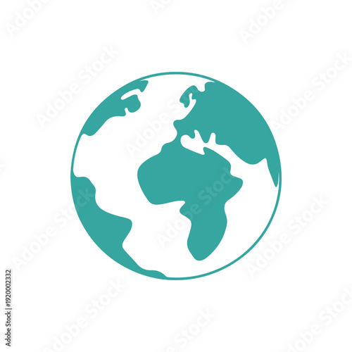 Globe illustration featuring africa and europe in teal and white