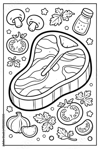 Delicious beef steak vector illustration with bone, perfect for grilling and barbecue designs.